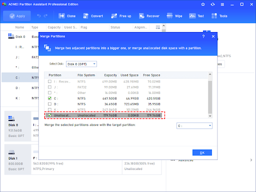 Allocate Free Space to C Drive