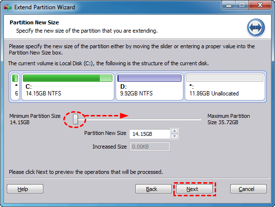 Set the Extended C Drive Size